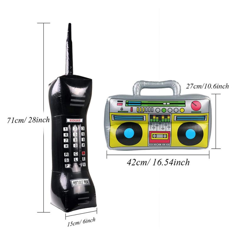 2 Pieces Inflatable Radio Boom box Inflatable Mobile Phone Props for 80s 90s Party Decorations