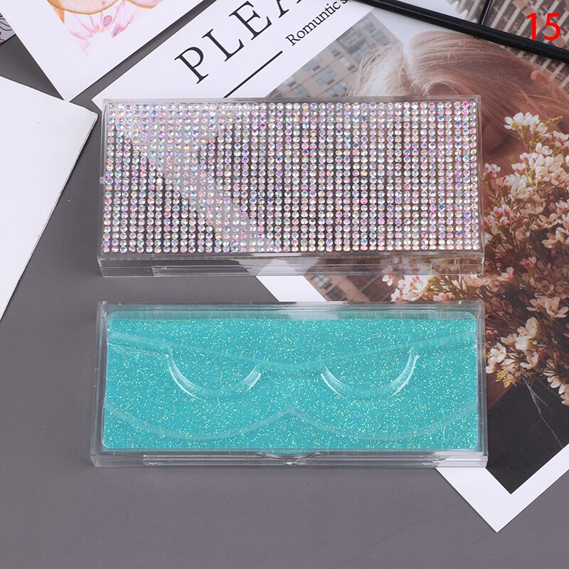 1pcs Popular 3D False Eyelashes Packaging Empty Lash Case Bling Glitter Eyelash Pull Box Diamond False Eyelash Packaging Box: N15