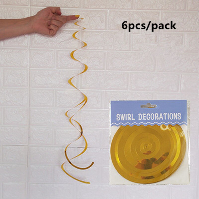 Lote de 6 unidades de guirnaldas de decoración en espiral de techo, feliz decoración para de primer cumpleaños, Bandera de Navidad para niños, niños y niñas: gold