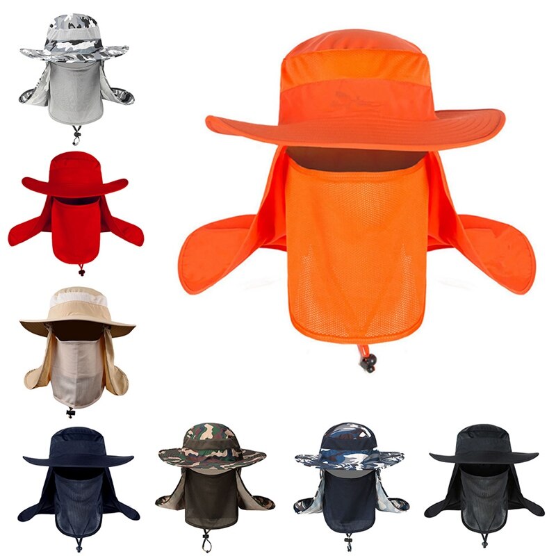 Gorros con solapa de pesca para hombre y mujer, sombrilla a prueba de viento, cubierta desmontable/extraíble para cuello de oreja, sombrero de pescadores, ropa deportiva para exteriores, accesorios