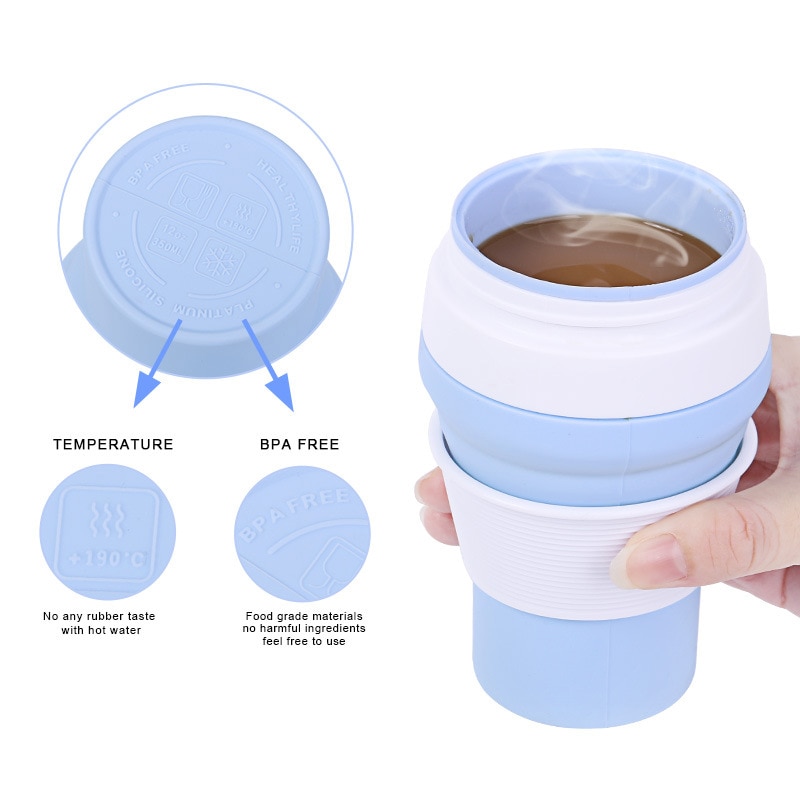 1Pc Siliconen Vouwen Cup Draagbare Herbruikbare Koffie Mok Creatieve Reizen Inklapbare Drinkwater Fles Bpa-vrij Water Cup