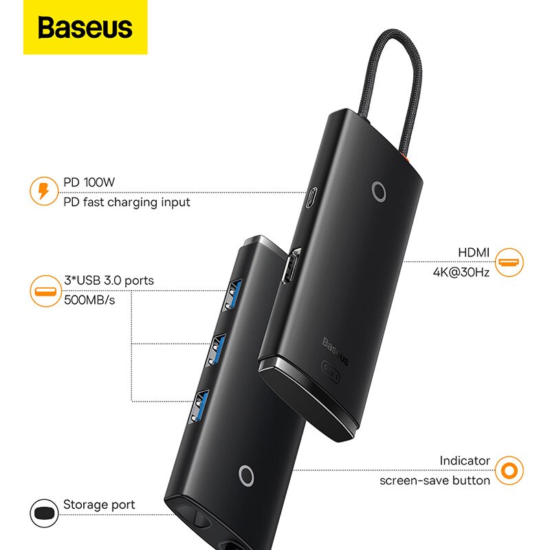 Baseus USB C Hub Typ C zu HDMI-kompatibel 4K USB 3,0 Adapter Typ C Hub Dock Docking Bahnhof Für MacBook Profi Luft USB C Splitter: 5 in 1