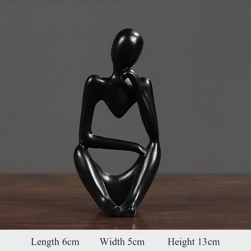 Thinker Statue Abstract Figure Sculpture Small Ornaments Resin Statue Home Crafts Modern Interior Decoration home accessorie: J