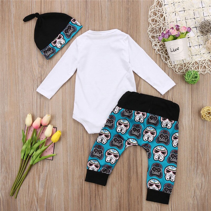 CANIS-Conjunto de ropa navideña para niños pequeños, Tops de dibujo Niño, mono pantalones gorro, 3 uds.,