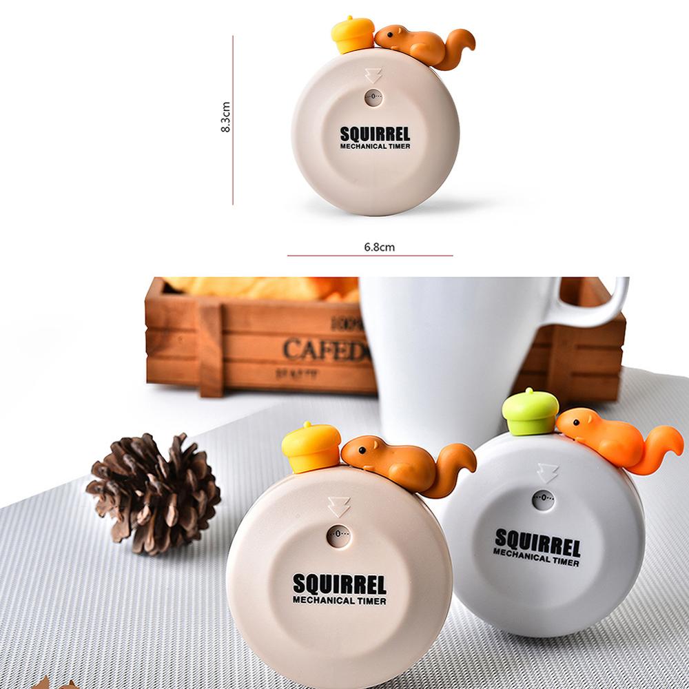 Plastic Mechanical Timer 55 Minutes Magnetic Cute Squirrel Timer For Cooking Minute Second Countdown Time Reminder