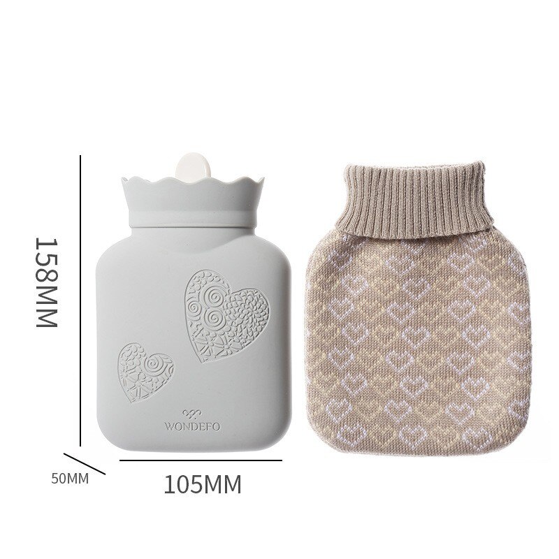 Bolsa de agua de silicona para calentar en microondas, botella de Gel de sílice, cubierta de punto, botella de agua para manos: C