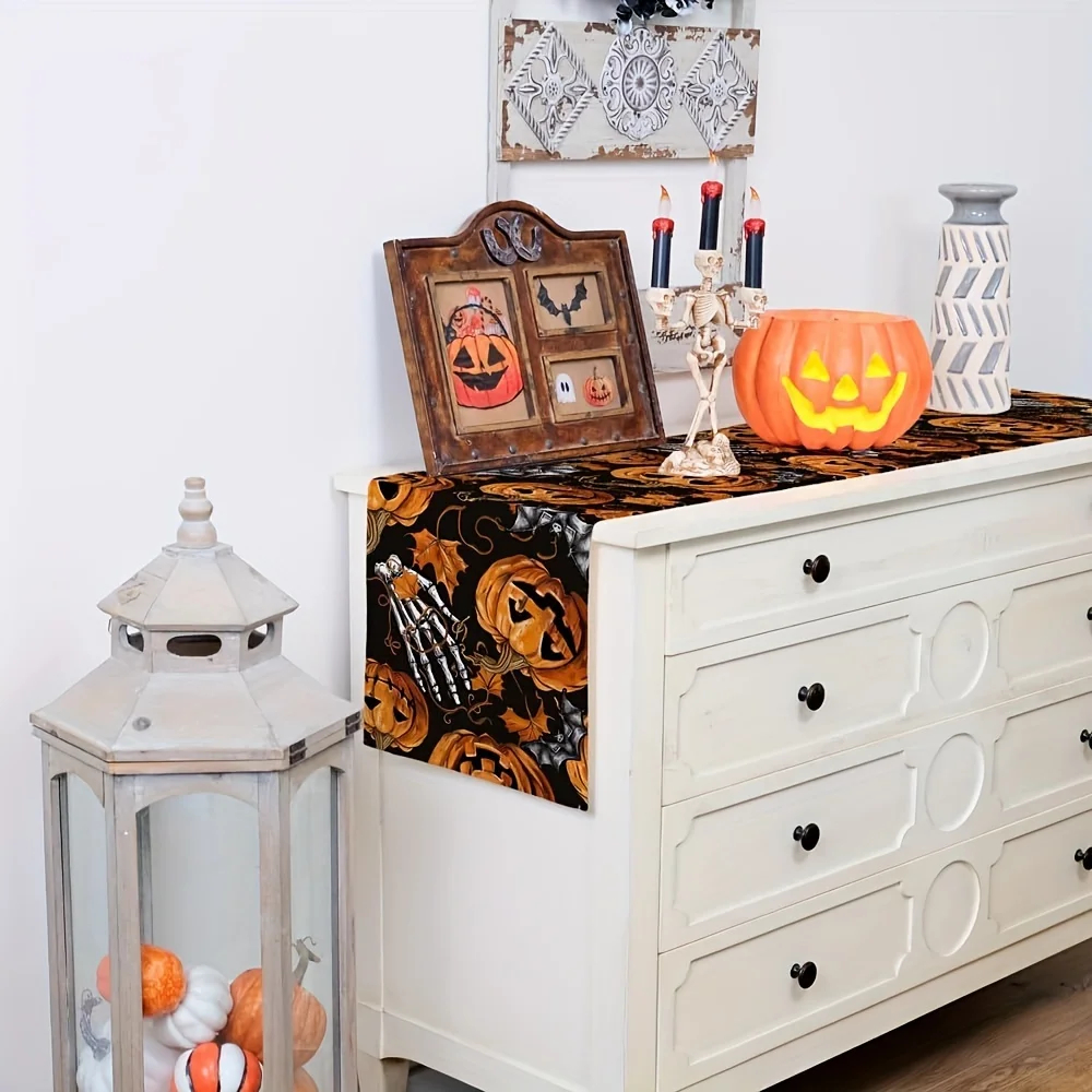 Bohemisk halloween 1 halloween-tema bordlöpare dekoration pumpa fladdermus skalle element lämplig för fest festival dekoration