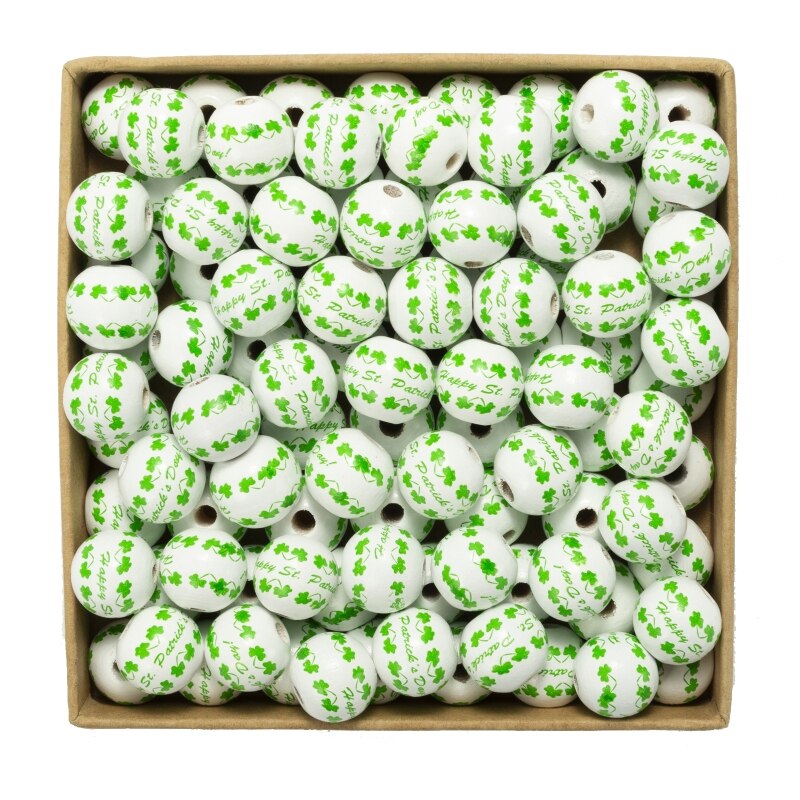 16mm Round Clover Spacer Beads Leaves Wooden Beads Children&#39;s Wooden Beads Tassel Wooden Bead String Diy Accessories: English circle