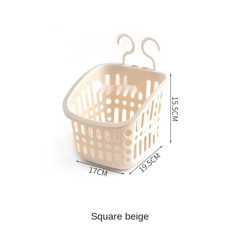 Hanging Storage Basket Bathroom Hanging Basket Toilet Plastic Storage Basket Wall Hanging Storage Basket Plastic Storage Holder: Square-beige
