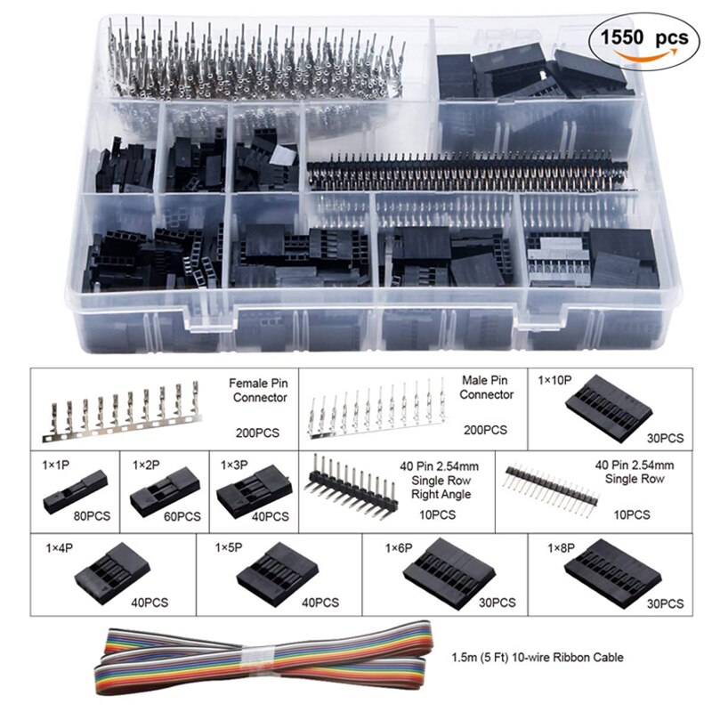 2.8 / 4.8 / 6.3mm Insulated Concave Spade Crimp Terminal Sheath, Insulated Sleeve, Wire Winding Connector Crimping Tool Set: 1550pcs
