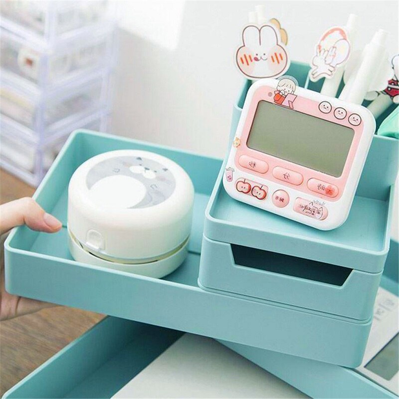 WBBOOMING Plastic DIY Storage Box Multi-functional Make Up Organizer Stackable File Cabinet Pencil Holder Desktop Storage Tool