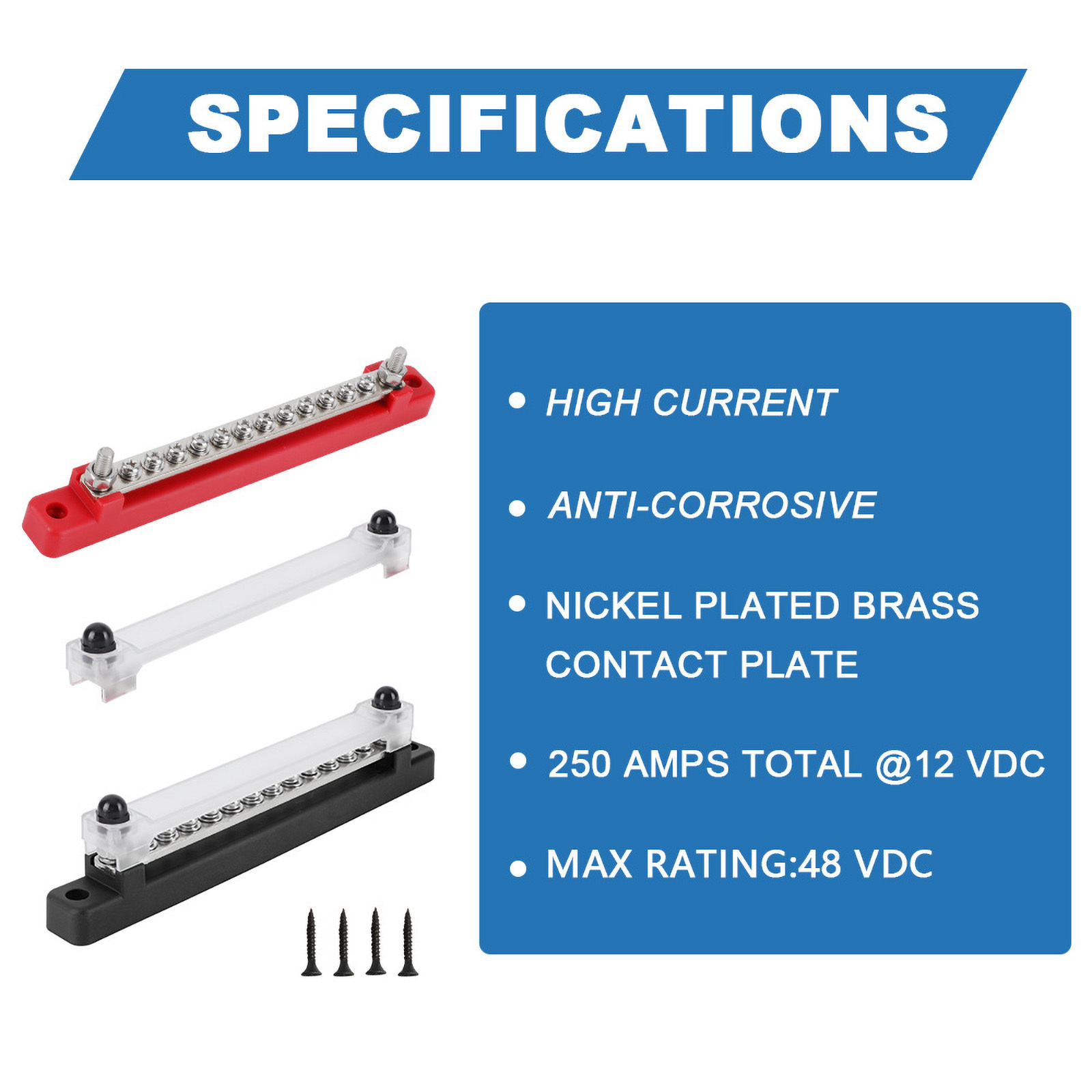 M6 12V Klemmenblok Bus Bar 1/4 Inch Stud 150A Elektrische Stroomverdeling Blok Bus Bar voor Vrachtwagen Boot Camper RV Caravan