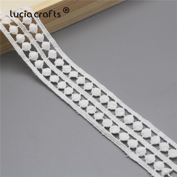 Lucia crafts 3 yards/parti hvidt hult bomuldsblonde stof trimbånd hovedbeklædning syning gør-det-selv beklædningsgenstand dekorationstilbehør  n0401: Stil 4 32mm