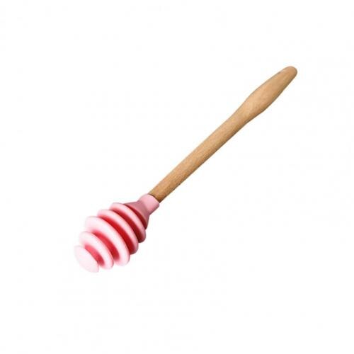 Silicone Honey Sugar Mixing Stick Long Handle Durable Honey Dipper for Kitchen Drink Stirrer Tea Supplies Bar Serving Tools: Pink