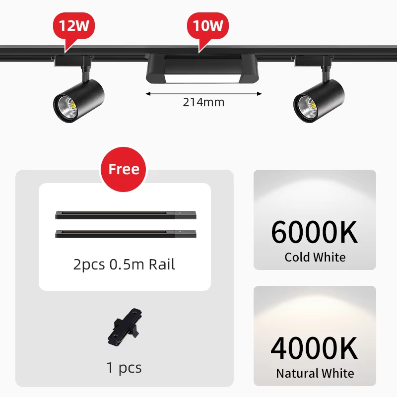 Led track light, 110v/220v long strips, track spotlight shop, decor, hanging lighting, living room, kitchen, ceiling track light set: Blue / Blue