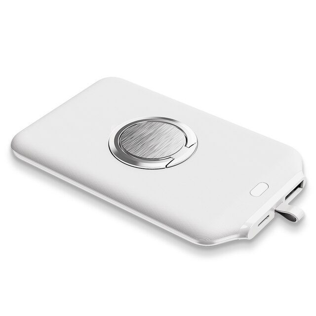 YKZ 4000mAh magnetisch kabellos Sicherung Energie Bank Für iPhone 12 Mini Profi Max Ständer Ring Dünne Tragbare Ladegerät Energie eingezahlt: weiß