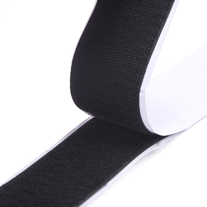1M/5 M/pairs Sterke Zelfklevende Haak Lus Sluiting Tape Nylon Sticker Magic Klitband Patch Klittenbandsluitingen Lijm Met lijm Voor Diy: Black / 5M