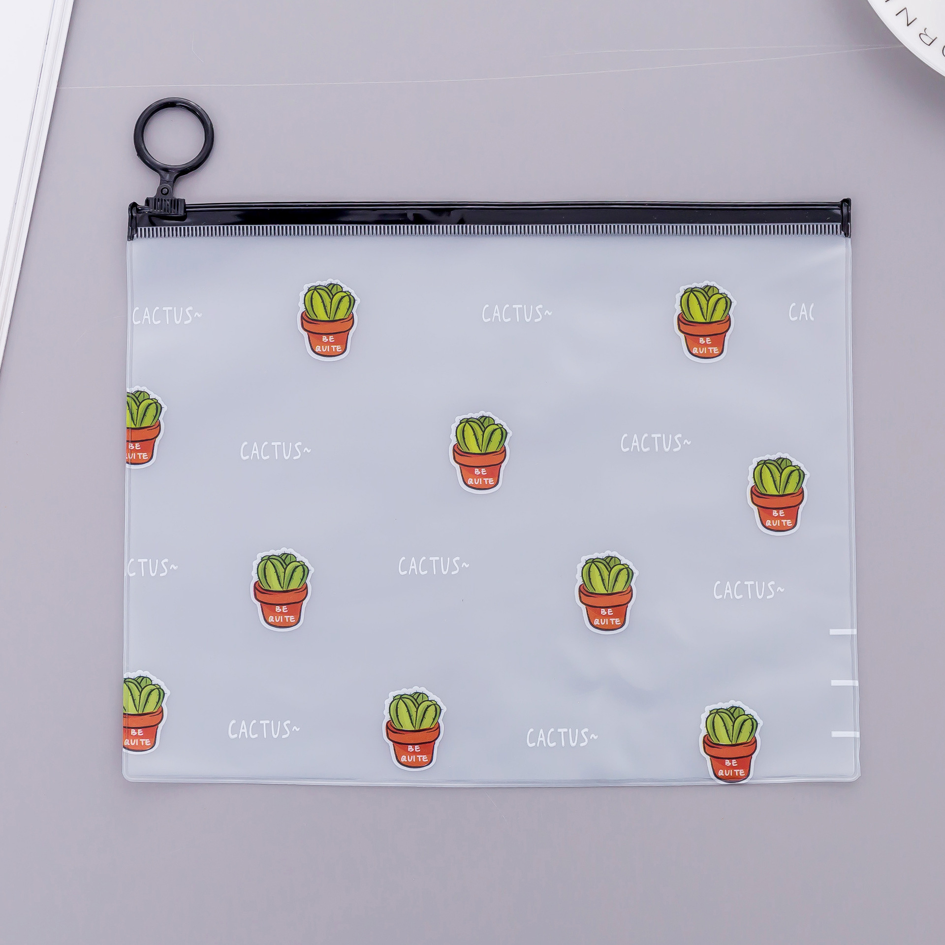 Carpeta de archivos A5 de PVC transparente con cremallera de Cactus, bolsa para Archivo de Documentos, accesorio para diario de viaje, billetes, tarjetas, bolsa de almacenamiento: 4