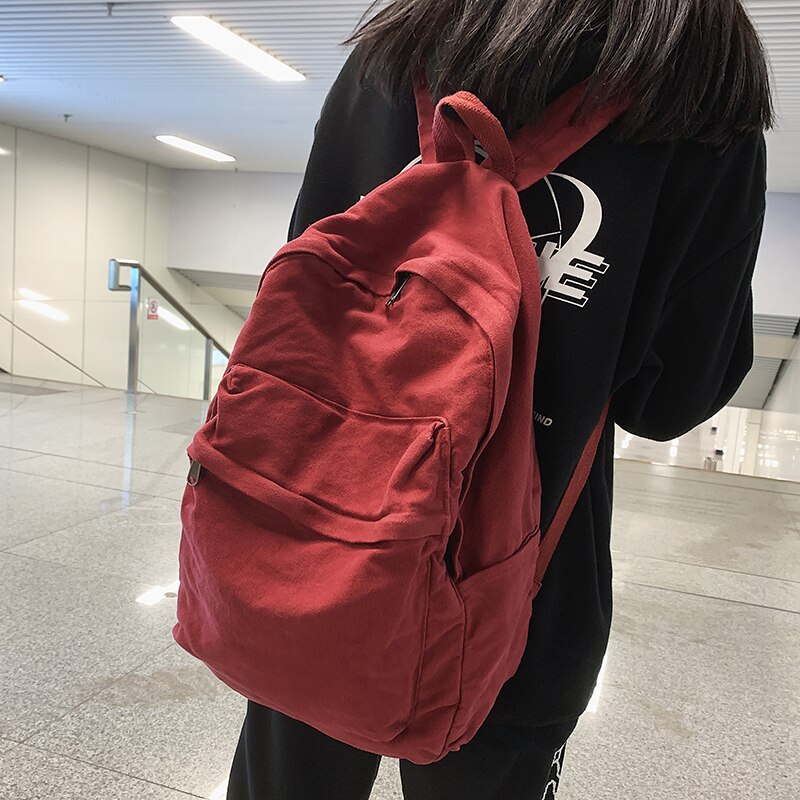 2022 College Student Mode Canvas Vrouwen Rugzak Vrouwelijke Reizen Kawaii Rugzak Dames Rugzak Effen Kleur Schooltas Mochilas