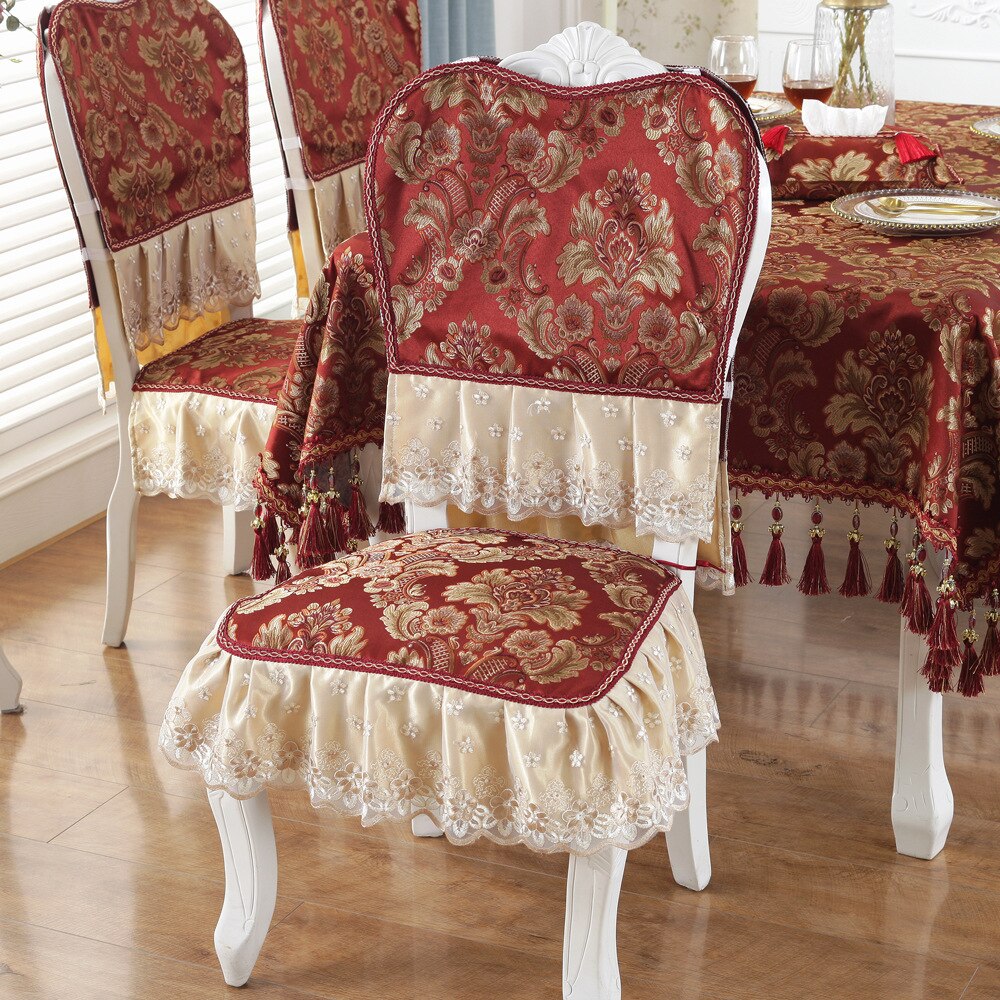 Europæisk klassisk jacquard stolebetræk pude vintage luksus splice blonde stol bagcover palads stil hjem stof dekoration