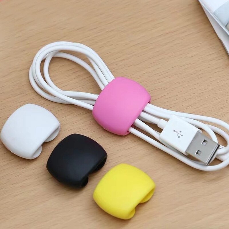 4 Stks/partij Draagbare Herbruikbare Kabel Clips Charger Cord Organizer Oortelefoon Lijn Tidy Holder Kabelmanagement Winder