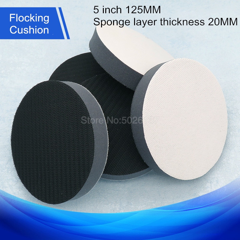 5-INCH 125MM Flocking Cushion 20MM Polishing Pad Soft Self-adhesive Disc Grinder Buffing Sandpaper Tray Sponge Waxing Protective