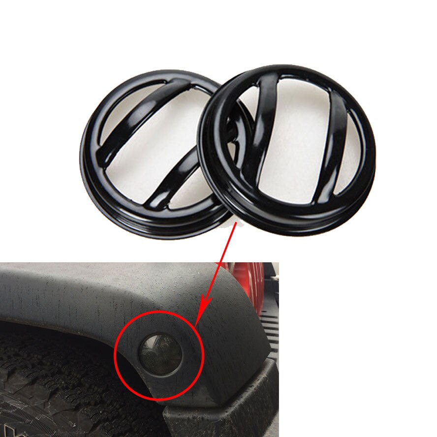 2 stk sorte bilhjul sidemarkeringslinser lys lampeskærme bezel trim til jeep wrangler bil-styling tilbehør til bilovertræk