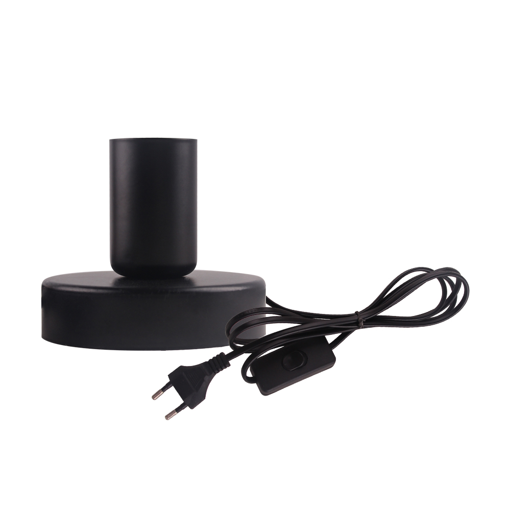 Industriële Vintage Bureaulamp Base 1.8M E27 E26 Socket Lamphouder Edison Tafel Lampen Nordic Metalen Tafel Base Plafond lamp: S / Black