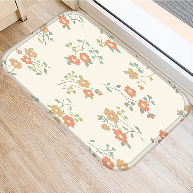 1 st 40*60cm rand blomma prickar mönster halkskyddande mocka matta dörrmatta dörrmatta utekök vardagsrum golvmatta matta 48287: 2dd-48287-013