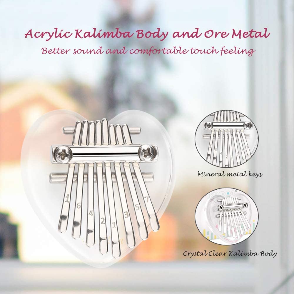 Randon mini kalimba , 8 nøkler finger tommel piano innebygd beskyttelsesboks, spesielt til låve, voksne og nybegynnere