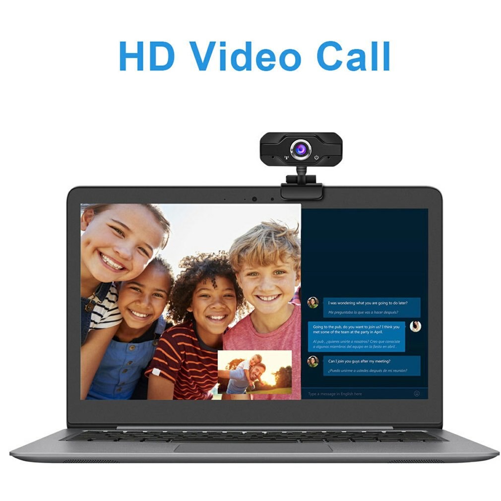 HD 1080P 60fps Microcomputer Webcam With Microphone, Rotatable, USB Plug Included For Live Video Call Conference Work