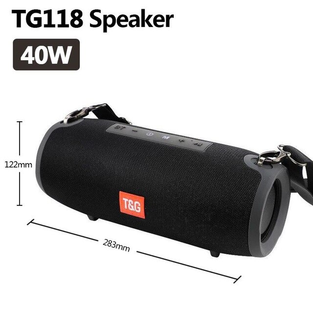 High Power 10w 20w 40w wireless bluetooth speaker portable column big subwoofer music center for computer pc usb radio speakers: TG118 black