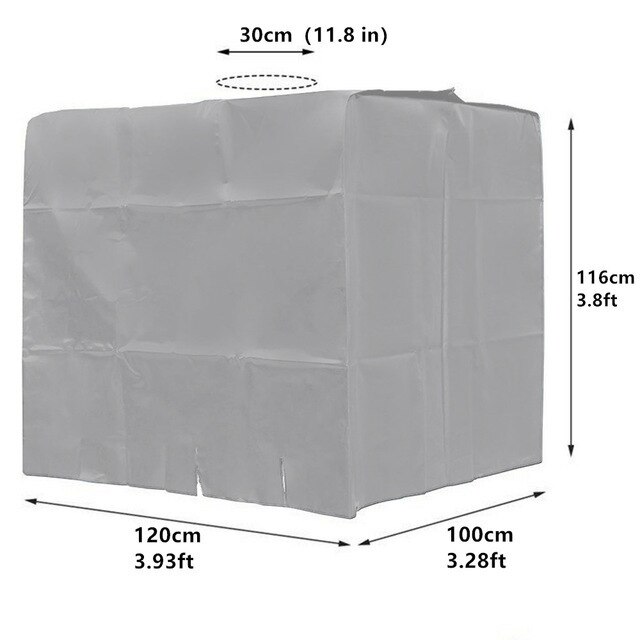 Ton Barrel Cover Outdoor 420D Water Tank Cover Zipper Stamped Waterproof Fabric Dustproof And Heat Insulation: Silver