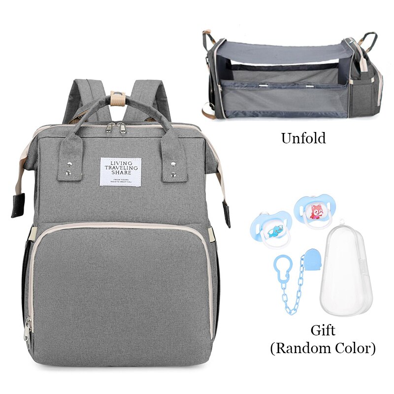 Folding Mommy Bag Lightweight Portable Folding Crib Bed Large-capacity Baby Backpack Female Mommy Outting Bag Bolsa Feminina DDJ: Standard-Gray 1AFNZ