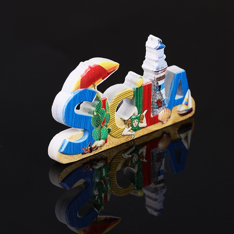 Wereld Reizen Koelkastmagneet Souvenir Italië Sicilia Hars Koelkast Sticker Keuken Accessoires Decoratie Thuis Relatiegeschenk Ideeën