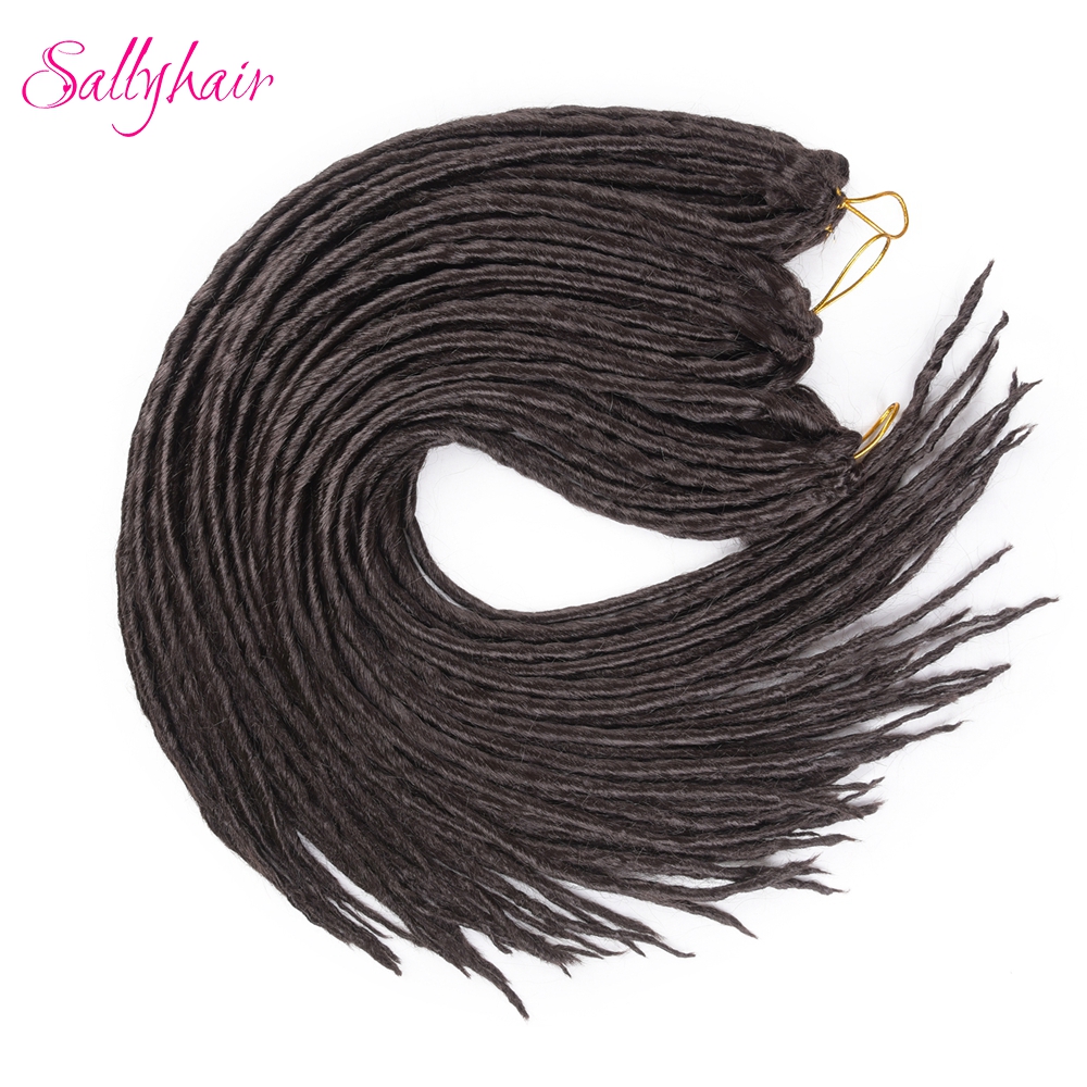 Sallyhair-extensiones de pelo largo para hombre y mujer, trenzas de ganchillo sintéticas, blancas y negras, 20 pulgadas, 12 hebras, hechas a mano