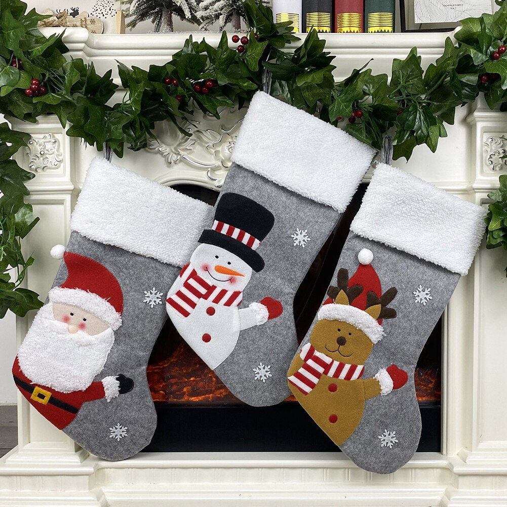 Santa Socks Year Knitted Christmas Socks Children Candy Bag Socks Christmas Tree Ornaments