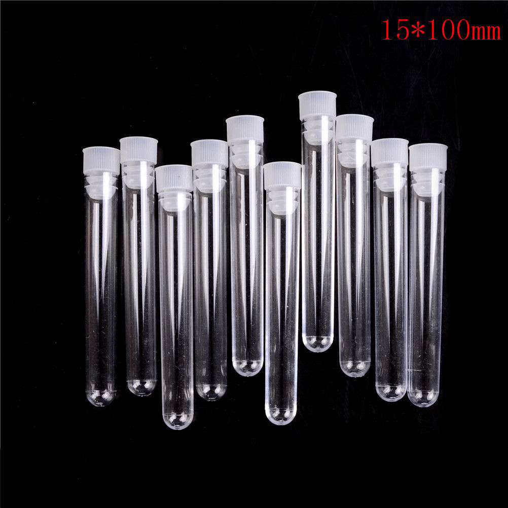 Tubes à essai transparents de laboratoire avec couvercles, 15x100mm, 10 pièces/lot