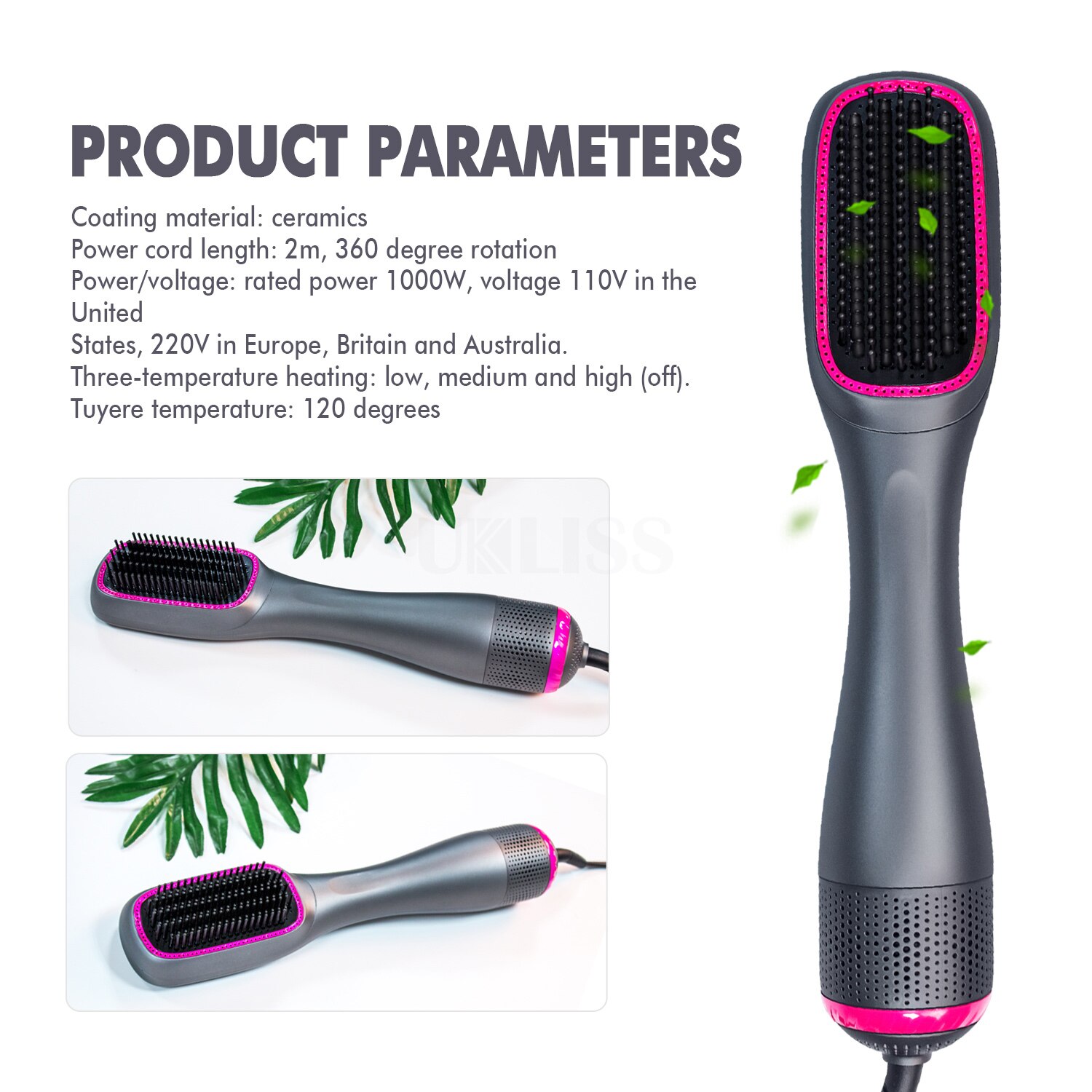 One Step Air Brush Hair Straightening Brush Smoothing Straight Hair Blower Brush Electric Hairbrush Heating Comb Hair Styler