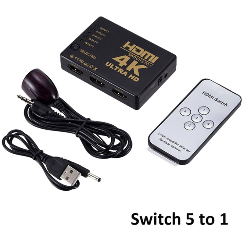 Mini Switcher 4K HD1080P 3 5 Port Switch Selector Splitter With Hub IR Remote Controller for hdTV DVD TV BOX Z2