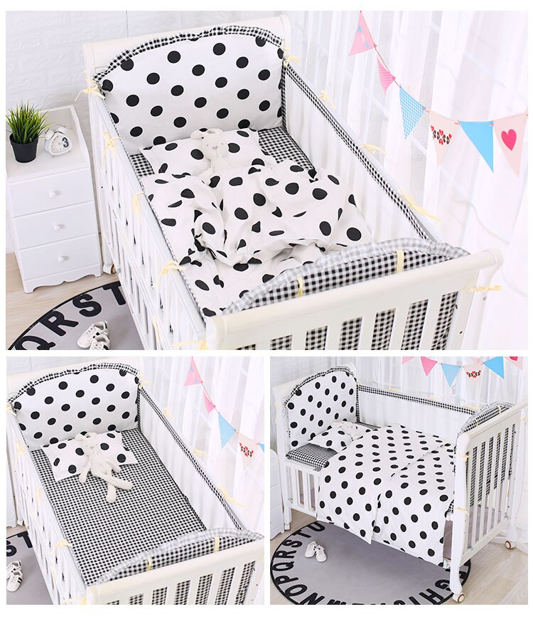 Dinosauro Maglia di Cotone Cirb Paraurti di Sicurezza e di Collisione Letto Fodera Removibile e Lavabile con Cerniera Traspirante Culla Imbottiture E Paraurti: nero