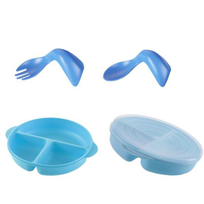 1 PC Safety Plate Children's Cartoon Dinner Plate Dishes Fruit Round Split 3 Grid Baby Plate