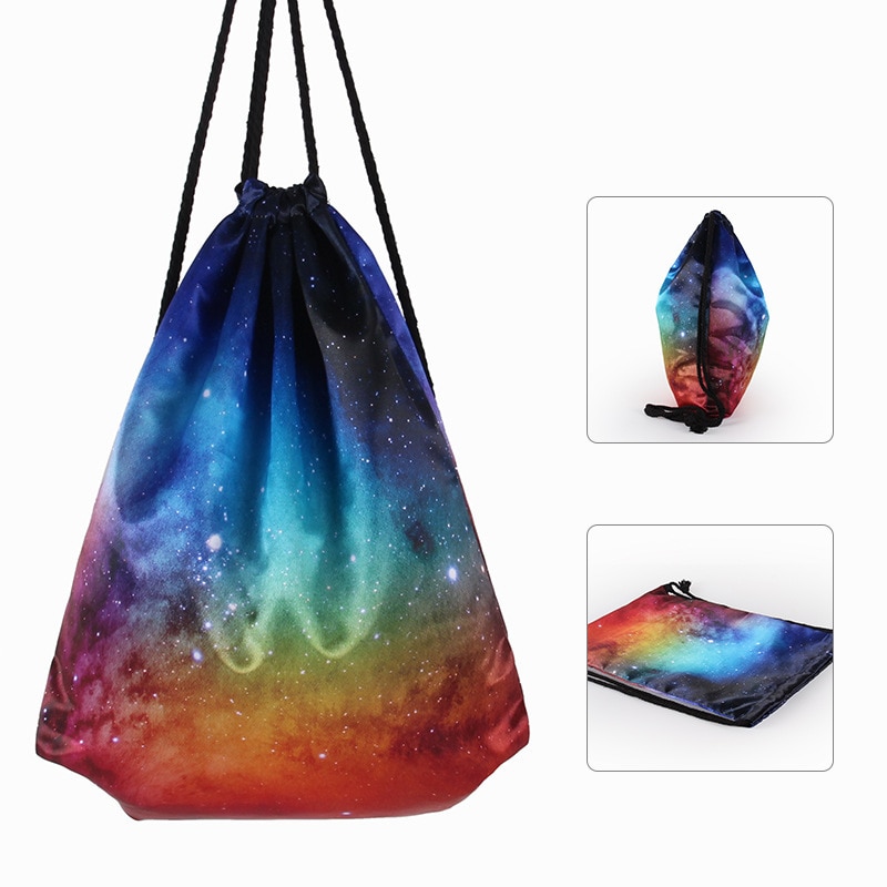 3d estrela padrão drawstring saco de viagem drawstring mochila feminino masculino diário casual menina sacos de viagem ao ar livre