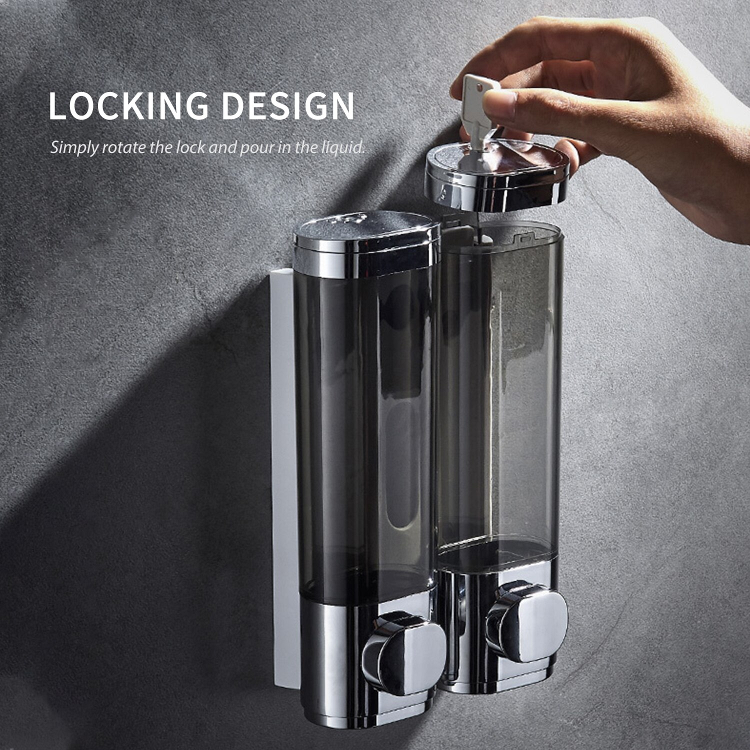 Wall Mounted Soap Dispenser Manual Kitchen Dish Liquid Lotion Gel Shampoo Dispenser Hand Press Soap Dispenser for Bathroom