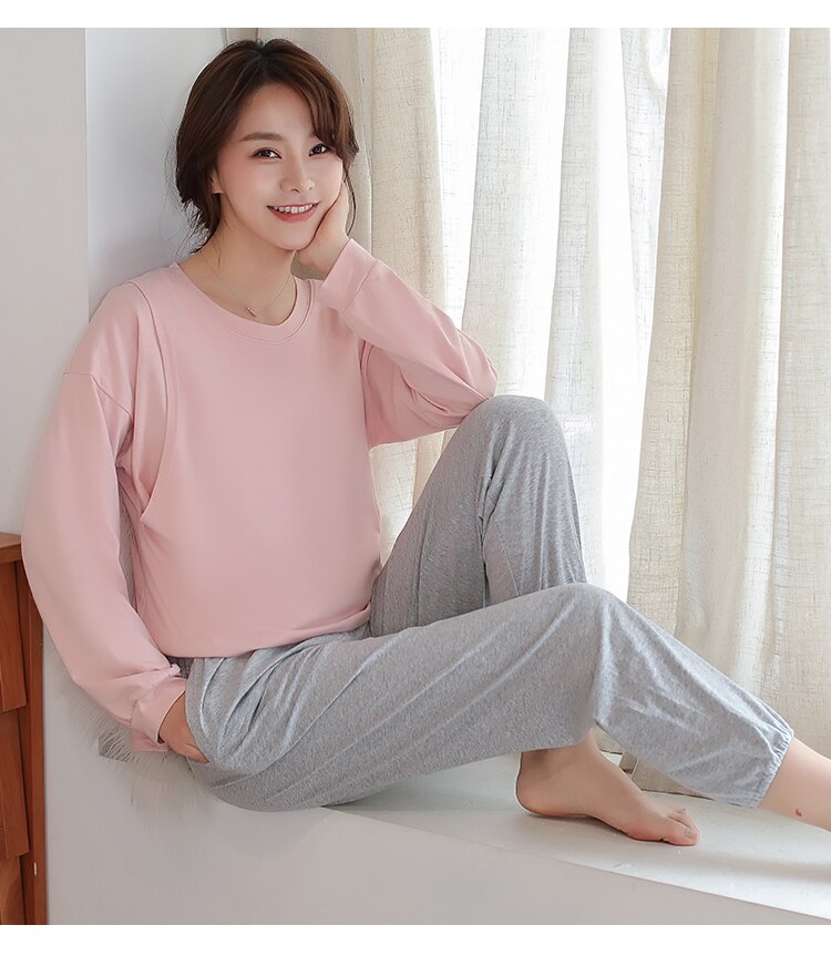 automne maternité soins infirmiers pyjamas ensemble T-shirt et maison pantalon chemise de nuit pour femme enceinte vêtements de maternité 6619