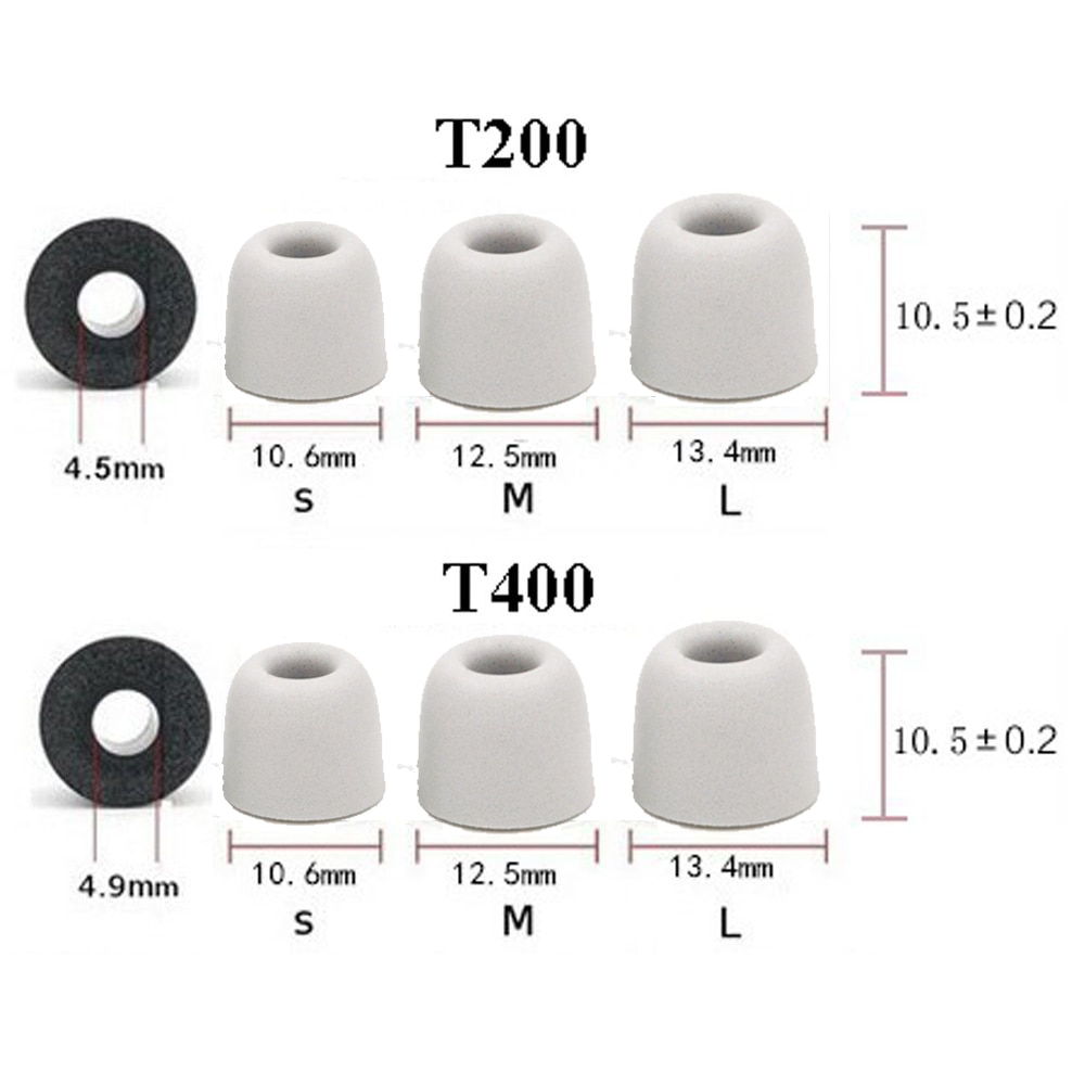 1Pair T100 T200 T300 T400 Noise Isolating Grey Memory Foam Earbuds Soft Replacement In-Ear Earphone Accessories S/M/L