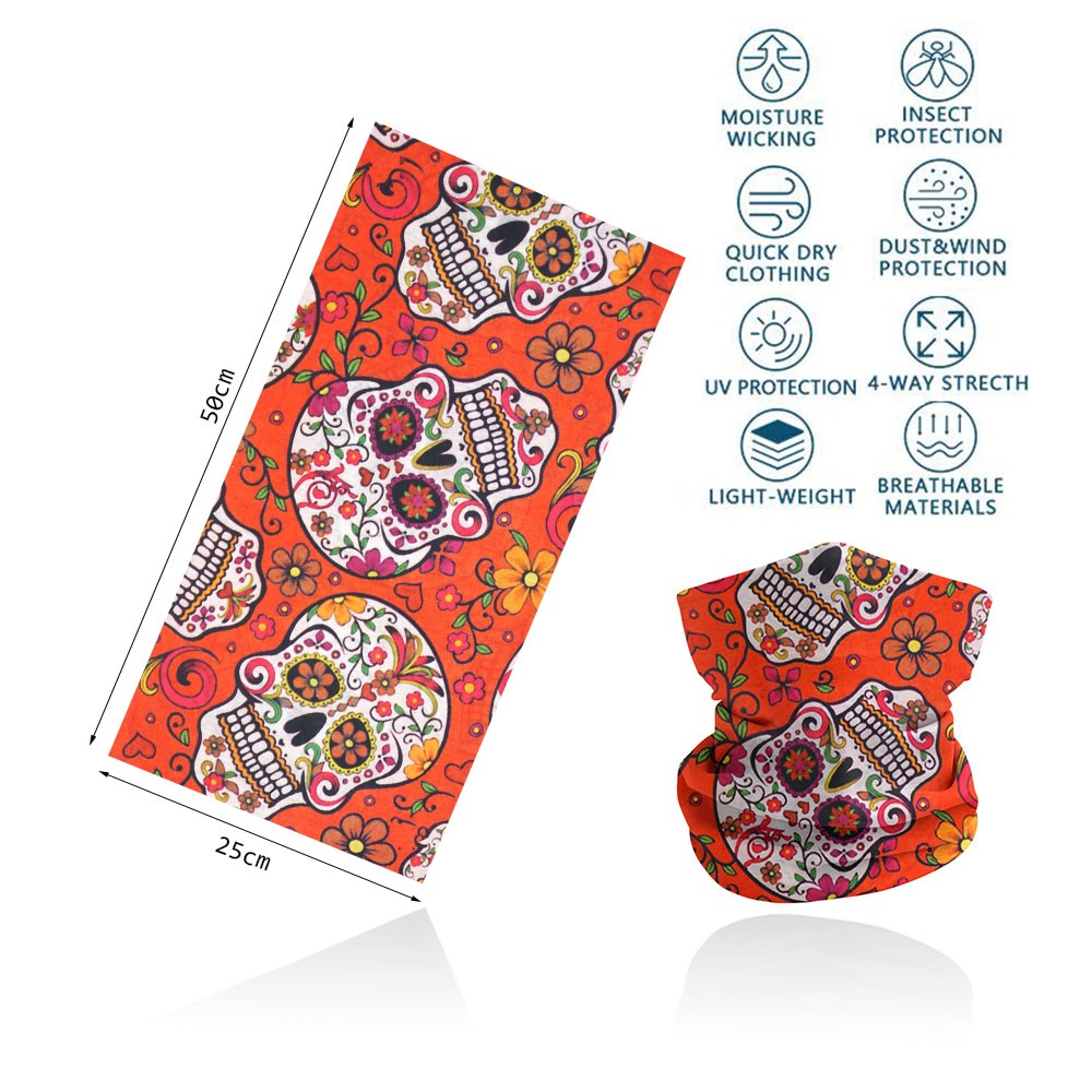Bandana visage crâne pour cyclisme randonnée pêche Protection UV guêtre de cou à séchage rapide hommes femmes squelette impression foulard cagoule: green