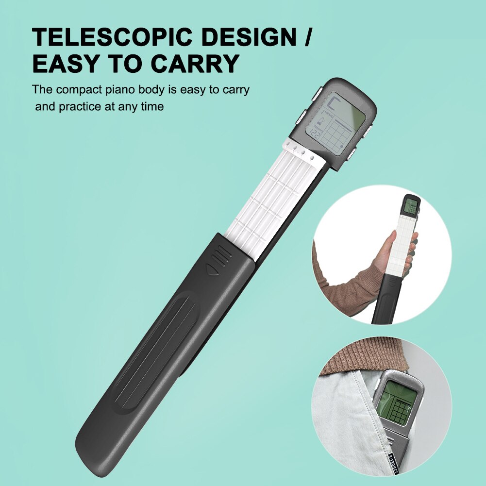 Muslady-Ukelele portátil, entrenador de acordes, herramienta de práctica de digitación Uke con pantalla de tabla de acordes giratoria de 360 ° para principiantes