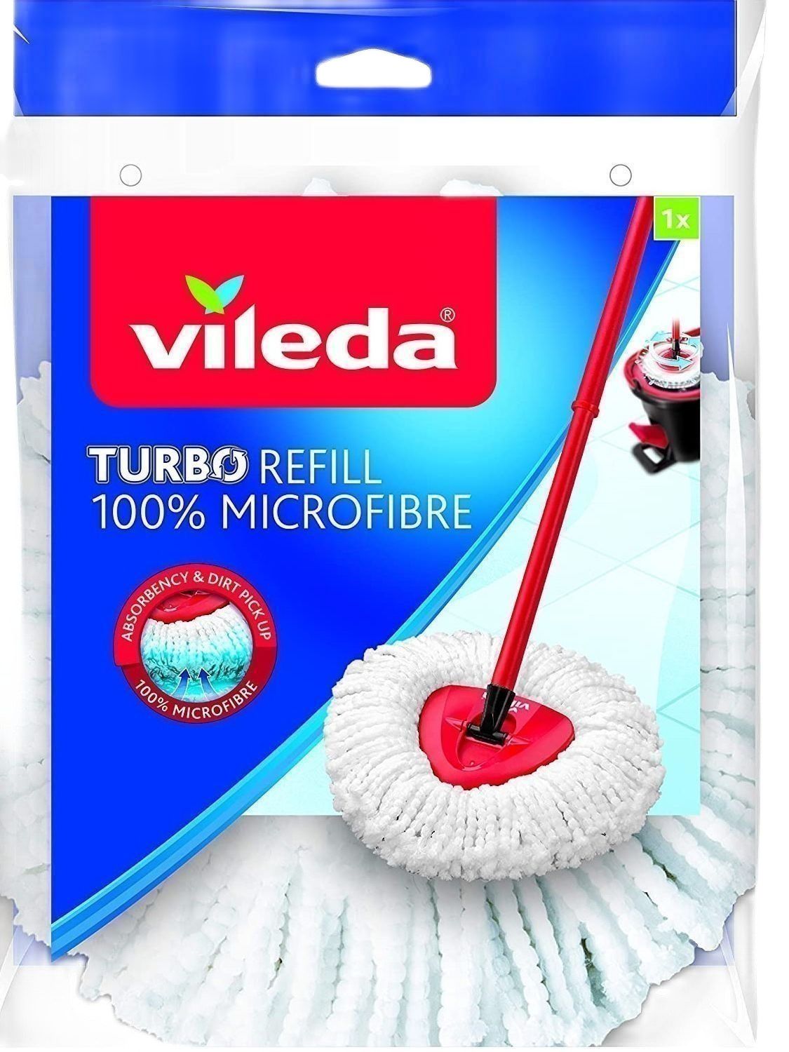 Vileda Turbo Easy Wring Replacement Mop, Living Room Kitchen Bathroom Floor Cleaning