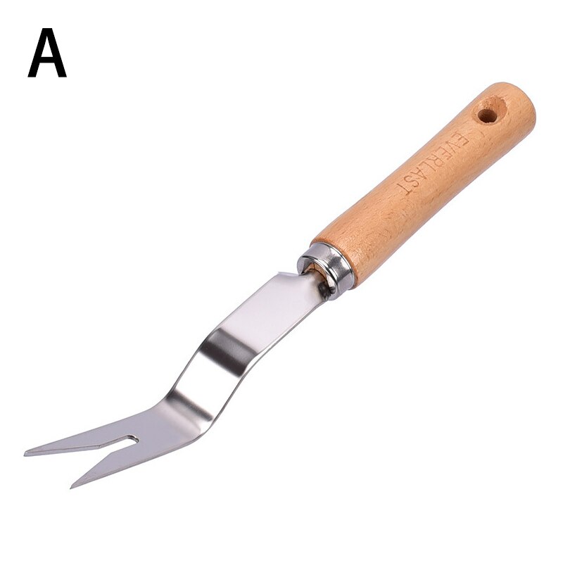 Cabezal de Metal para jardín, deshierbe Manual con mango de madera, elimina pala para malas hierbas, utensilios de corte para patio, 1 ud.: A
